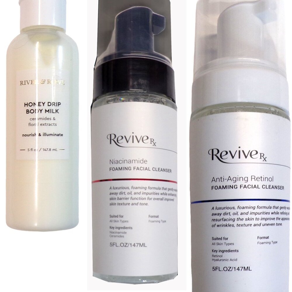 RIVER & ROWE Honey Drip Body Milk, Foaming Facial Cleanser, Niacinamide Foaming